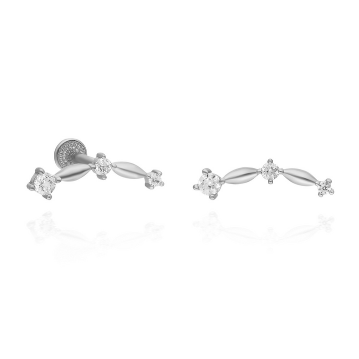 14K Solid Gold Threadless Piercing Plain Tria