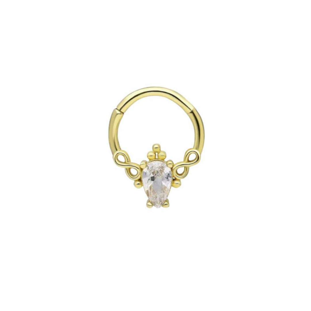 14K Solid Gold Clicker Hoop Piercing Single Drop