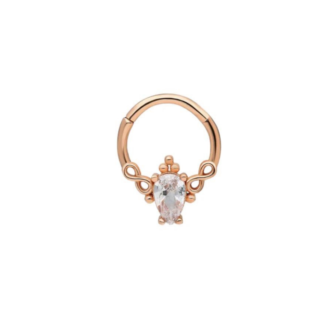 14K Solid Gold Clicker Hoop Piercing Single Drop