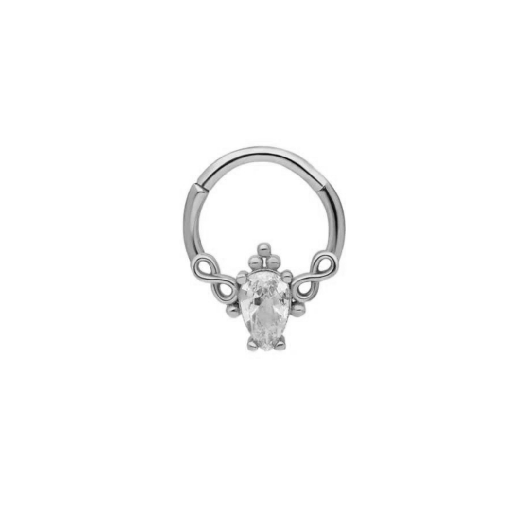 14K Solid Gold Clicker Hoop Piercing Single Drop